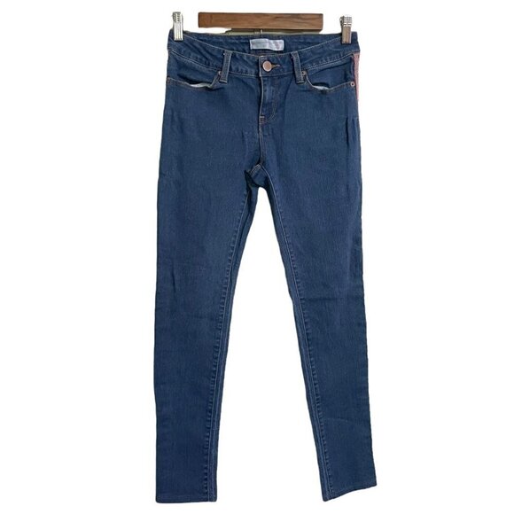 No Boundaries Womens Juniors Dark Stretch Red Plaid Side Stripe Skinny Jeans 7 - Picture 2 of 9